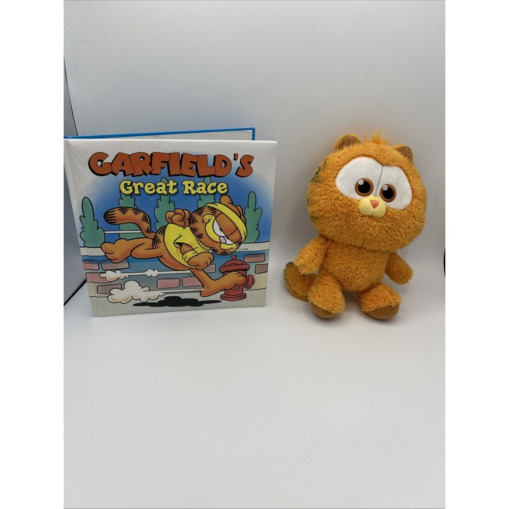 Garfield Collectible Lot - 2002 VTG Storybook & 2023 Movie Baby Garfield Plush
